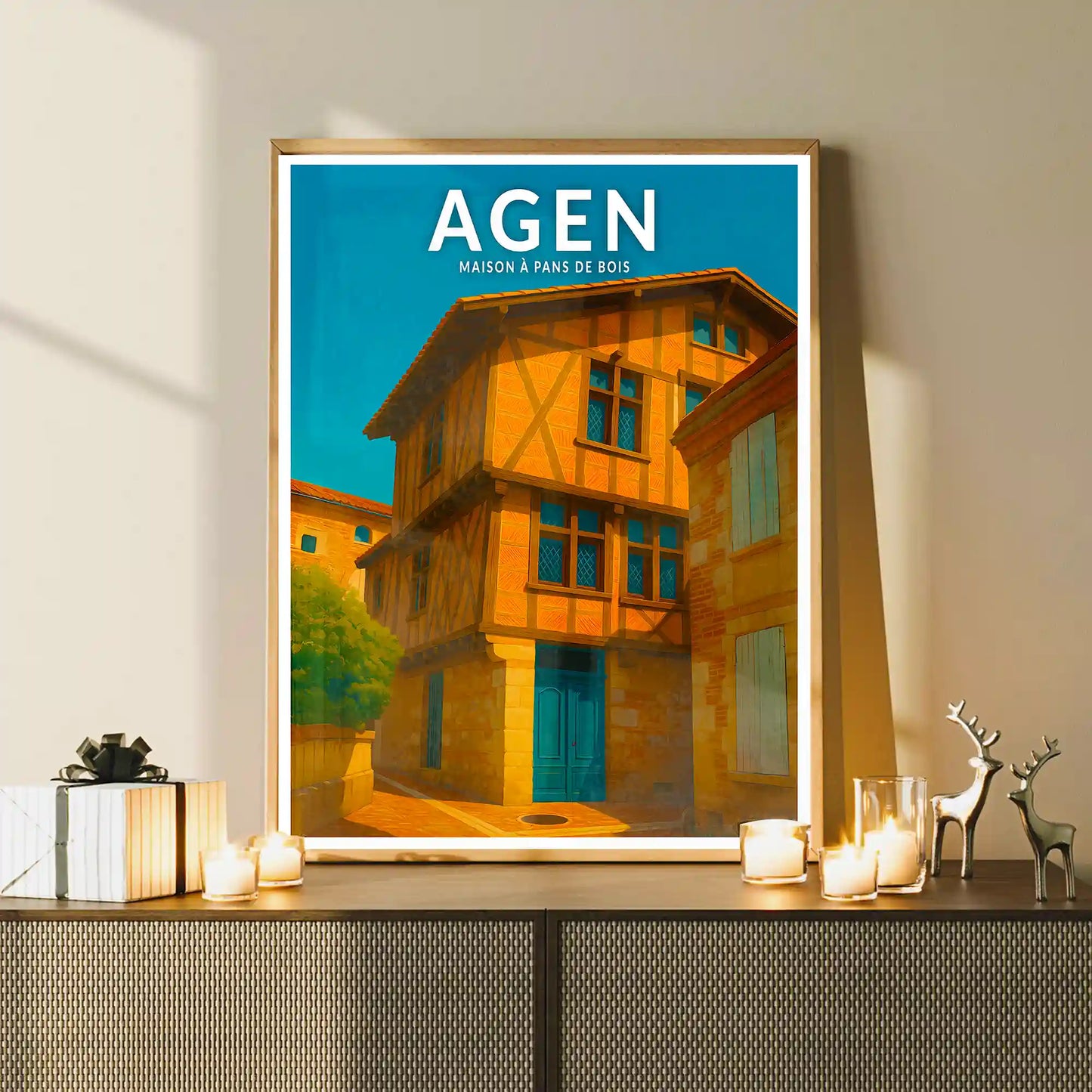 Affiche - Agen - Maison à pans de bois