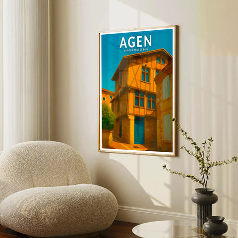 Affiche - Agen - Maison à pans de bois