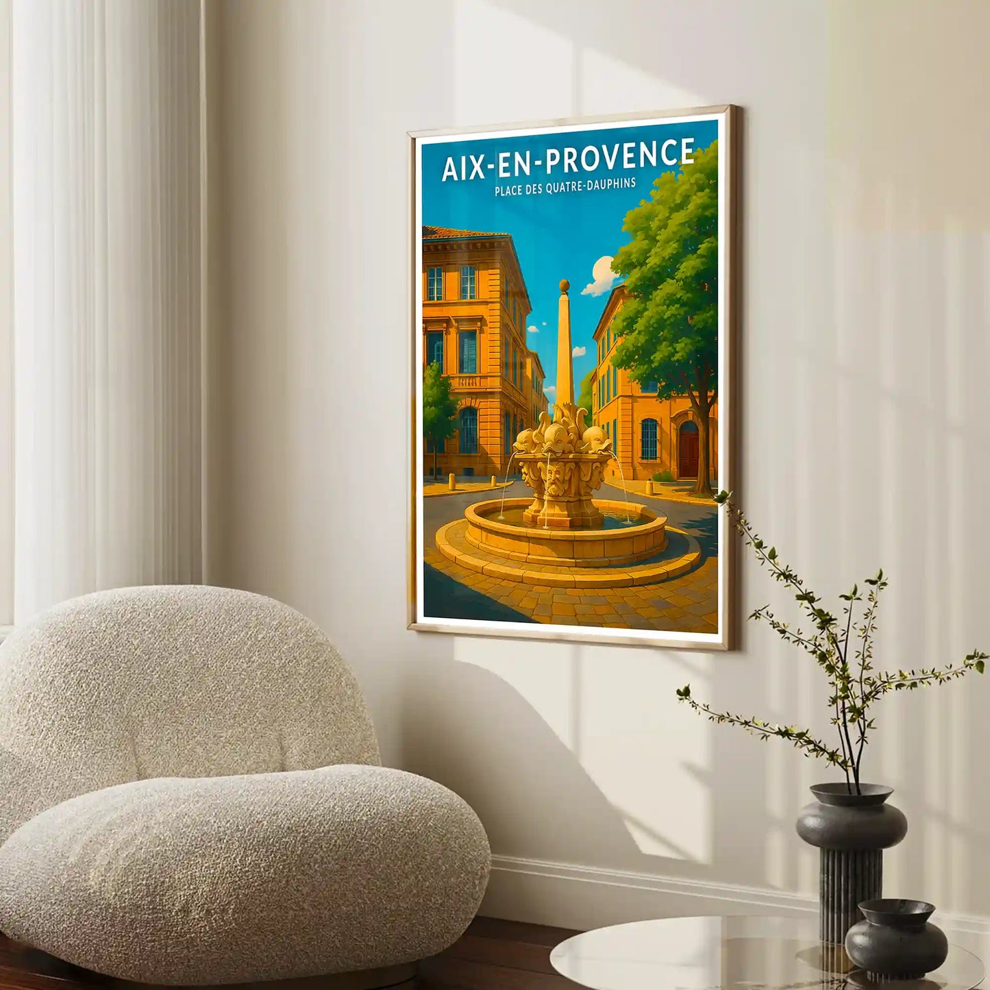 Affiche - Aix-en-Provence - Place des Quatre-Dauphins