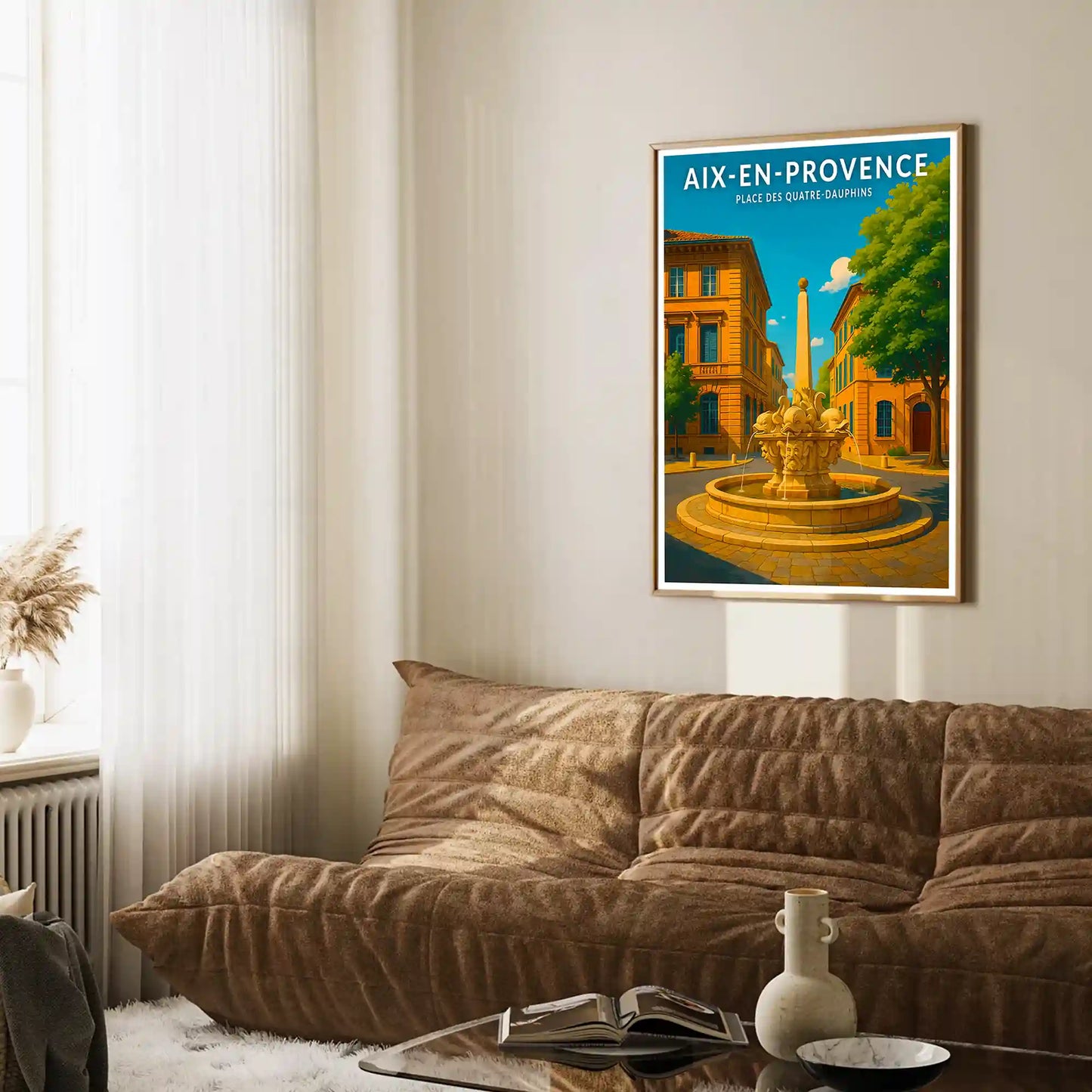Affiche - Aix-en-Provence - Place des Quatre-Dauphins