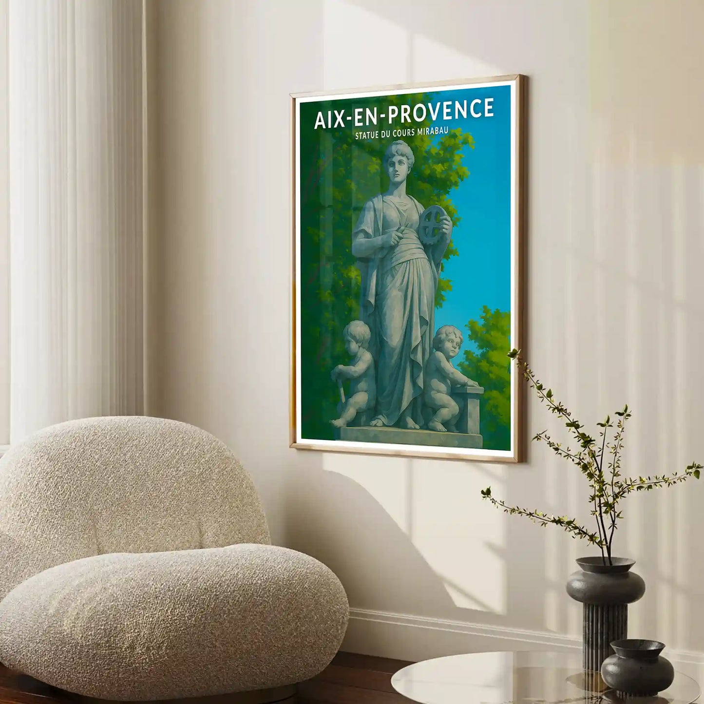 Affiche - Aix-en-Provence - Statue du Cours Mirabeau