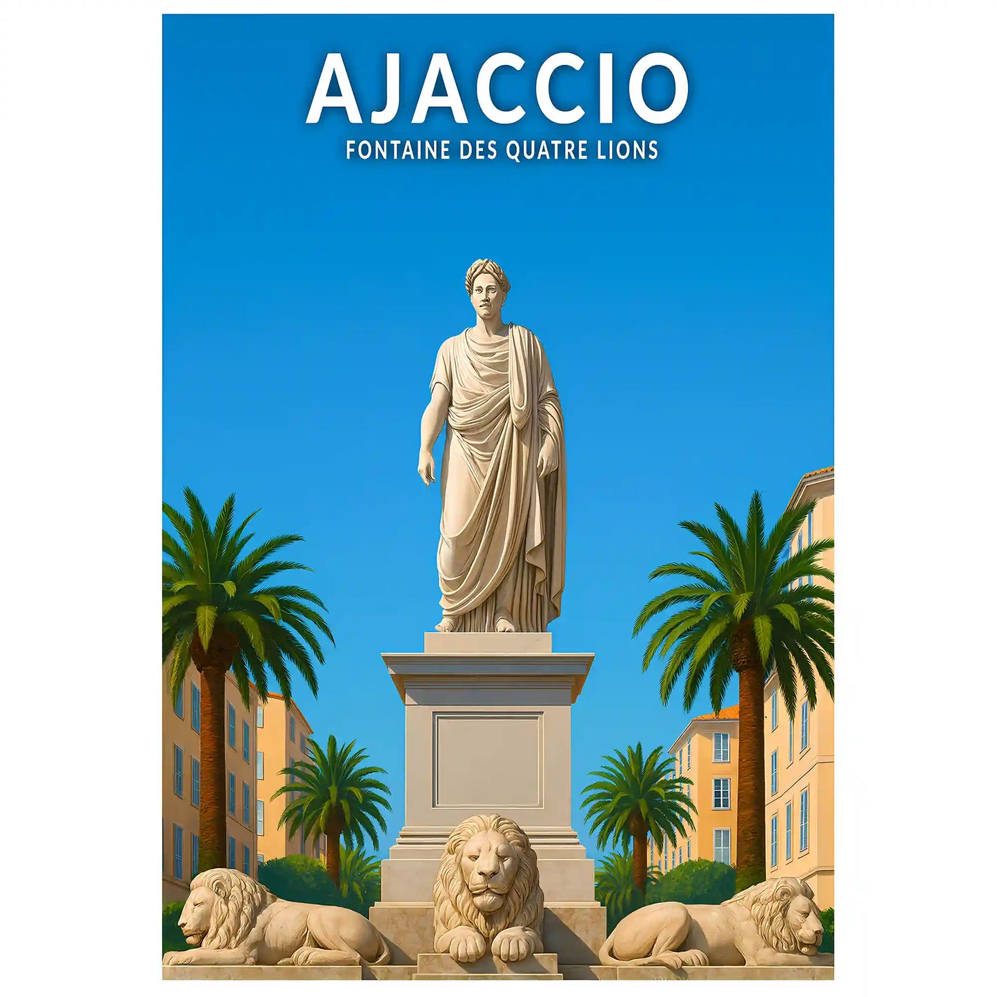 Affiche - Ajaccio - Fontaine des Quatre Lions