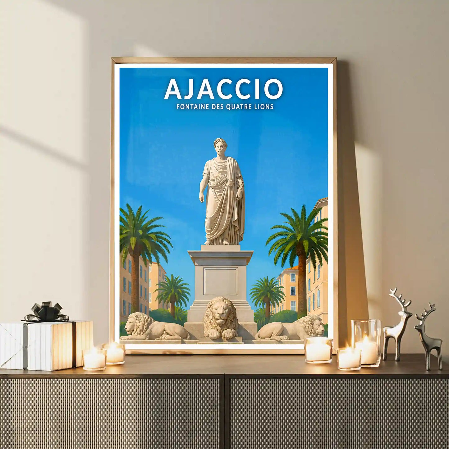 Affiche - Ajaccio - Fontaine des Quatre Lions