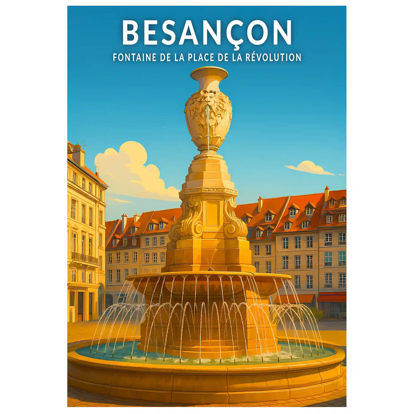 Affiche - Besançon - Fontaine de la Place de la Révolution