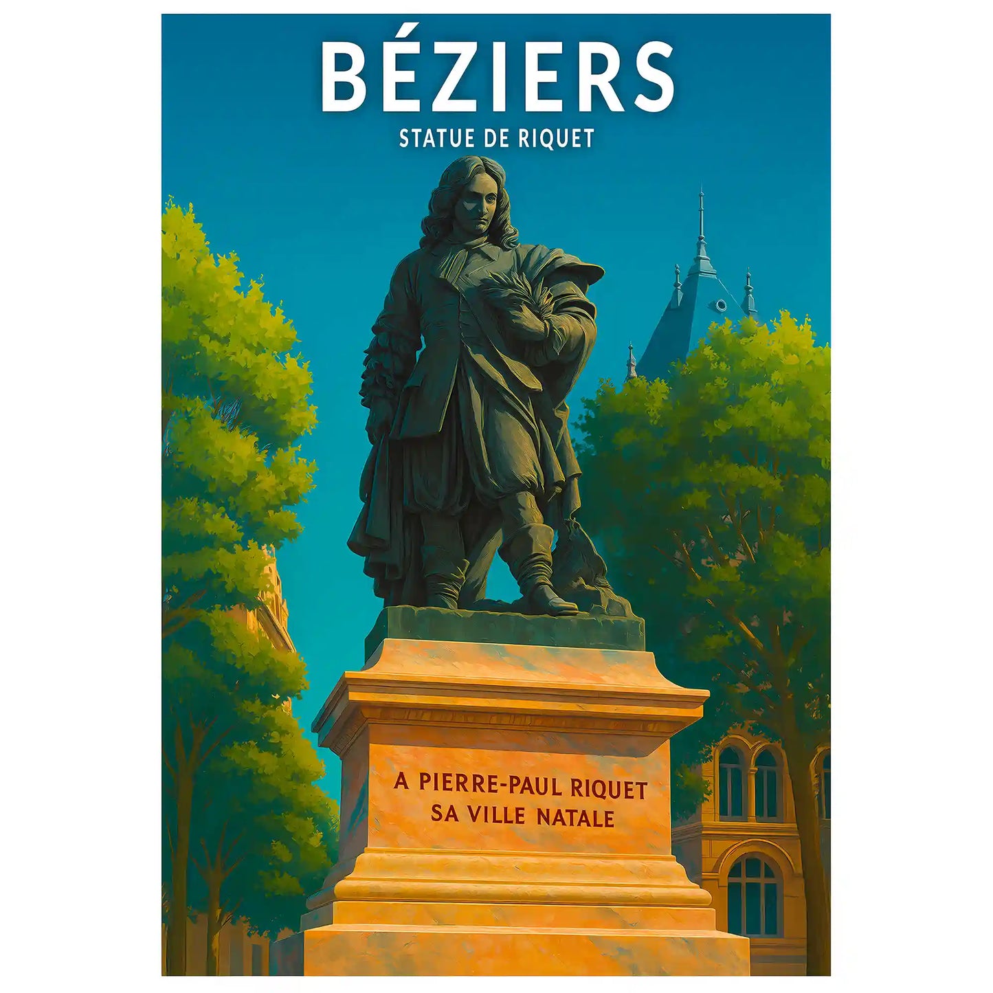 Affiche - Béziers - Statue de Riquet