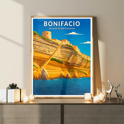 Affiche - Bonifacio - Escalier du Roy d'Aragon