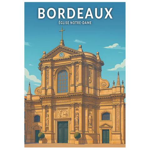 Affiche - Bordeaux - Église Notre-Dame
