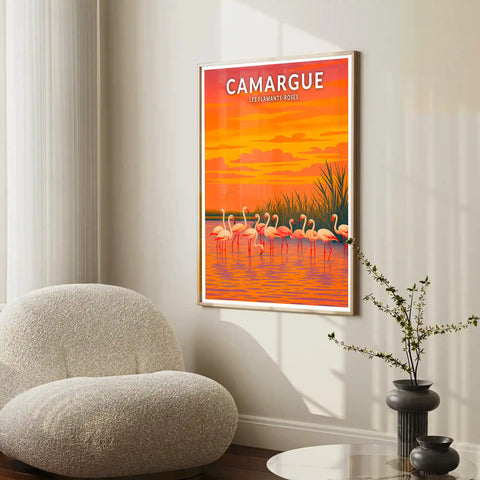 Affiche - Camargue - Les Flamants-Roses