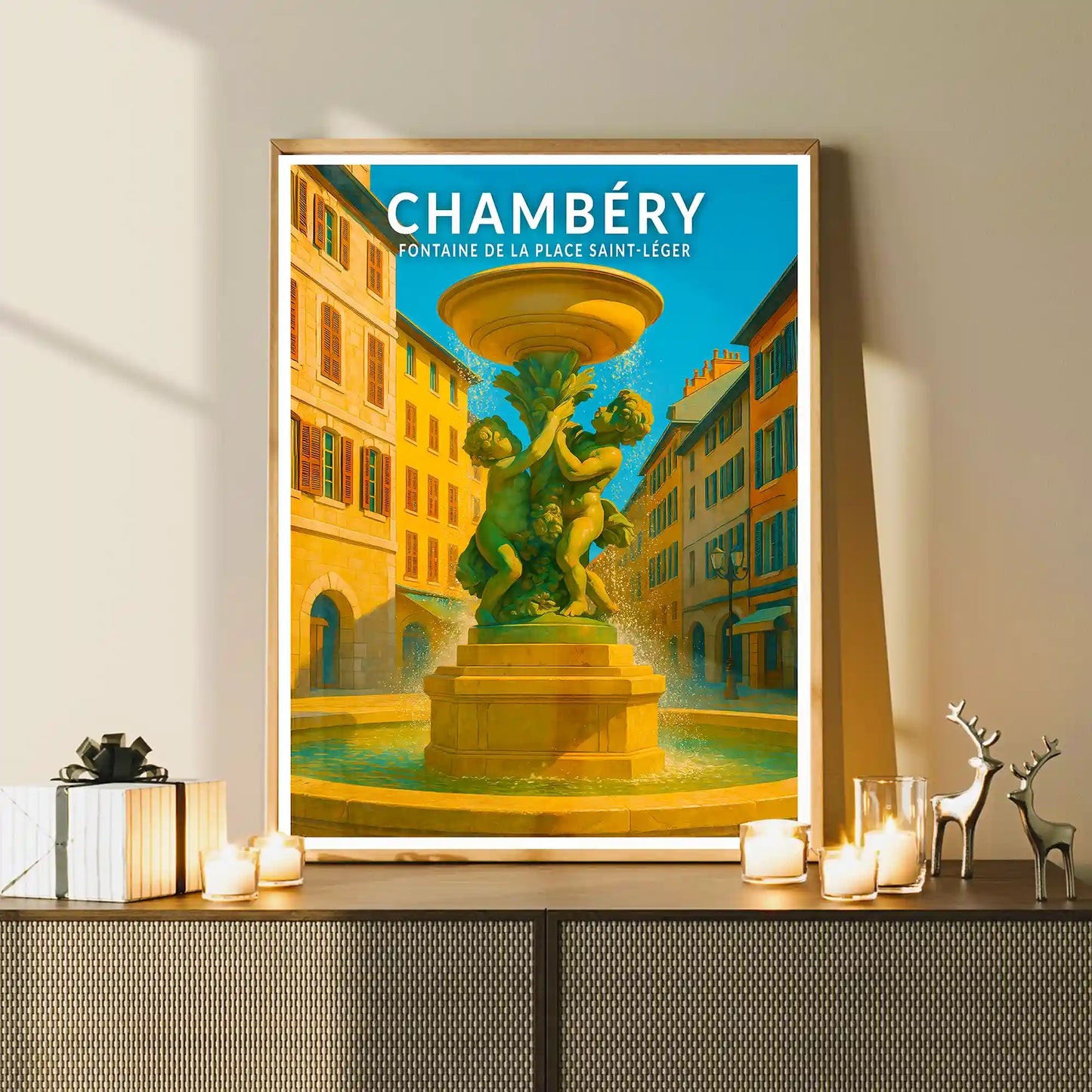 Affiche - Chambéry - Fontaine de la Place Saint-Léger