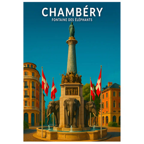 Affiche - Chambéry - Fontaine des Éléphants
