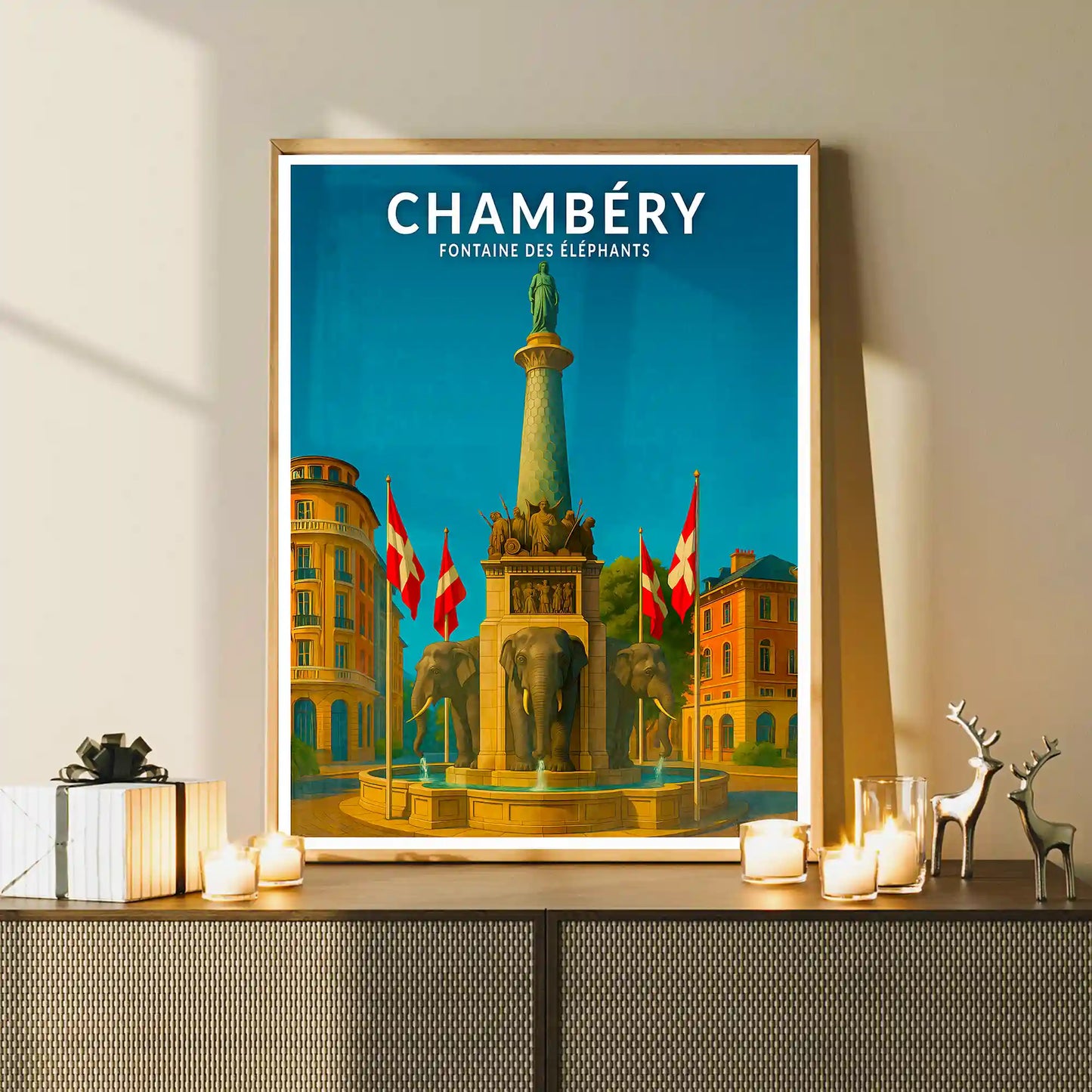 Affiche - Chambéry - Fontaine des Éléphants