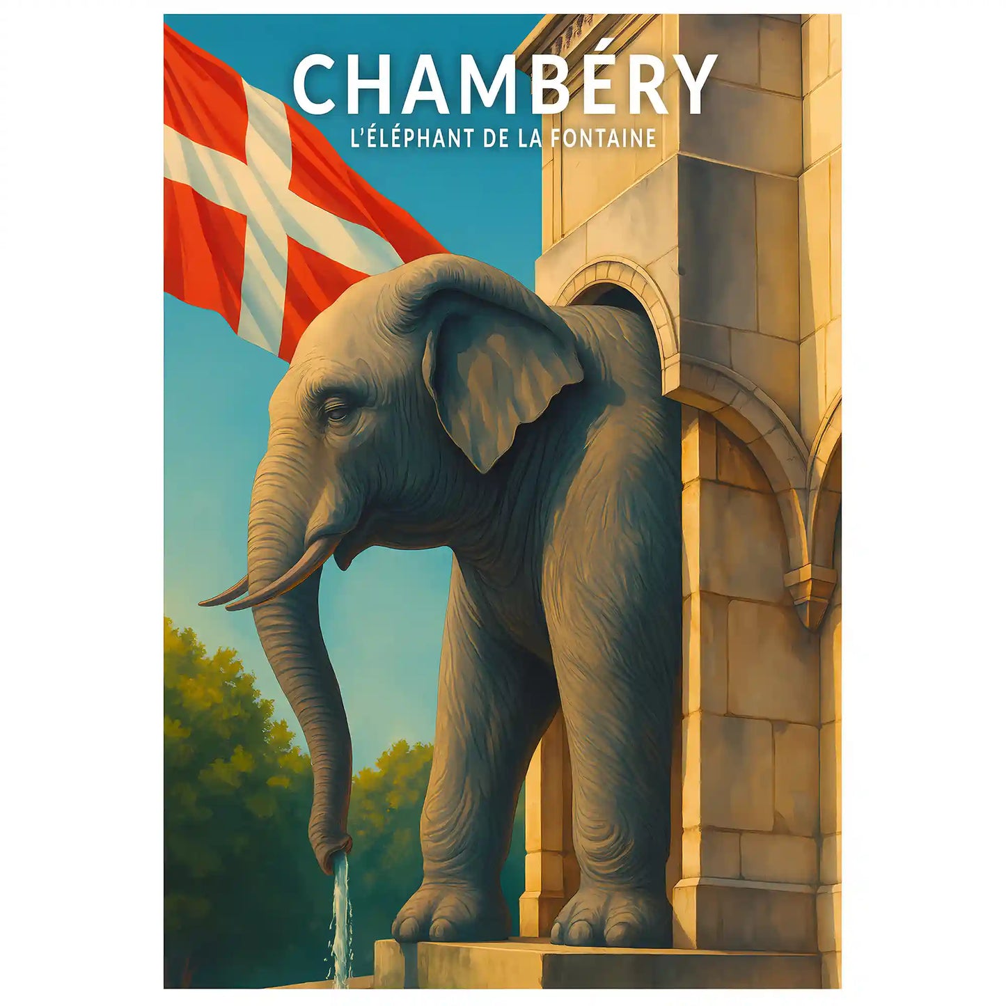 Affiche - Chambéry - l'Éléphant de la Fontaine