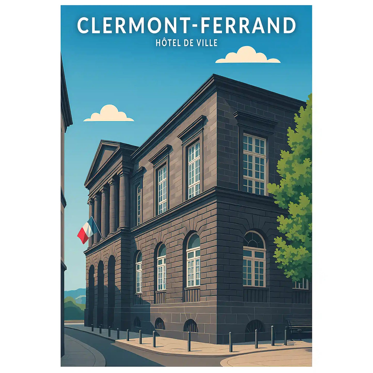 Affiche - Clermont-Ferrand - Hôtel de Ville
