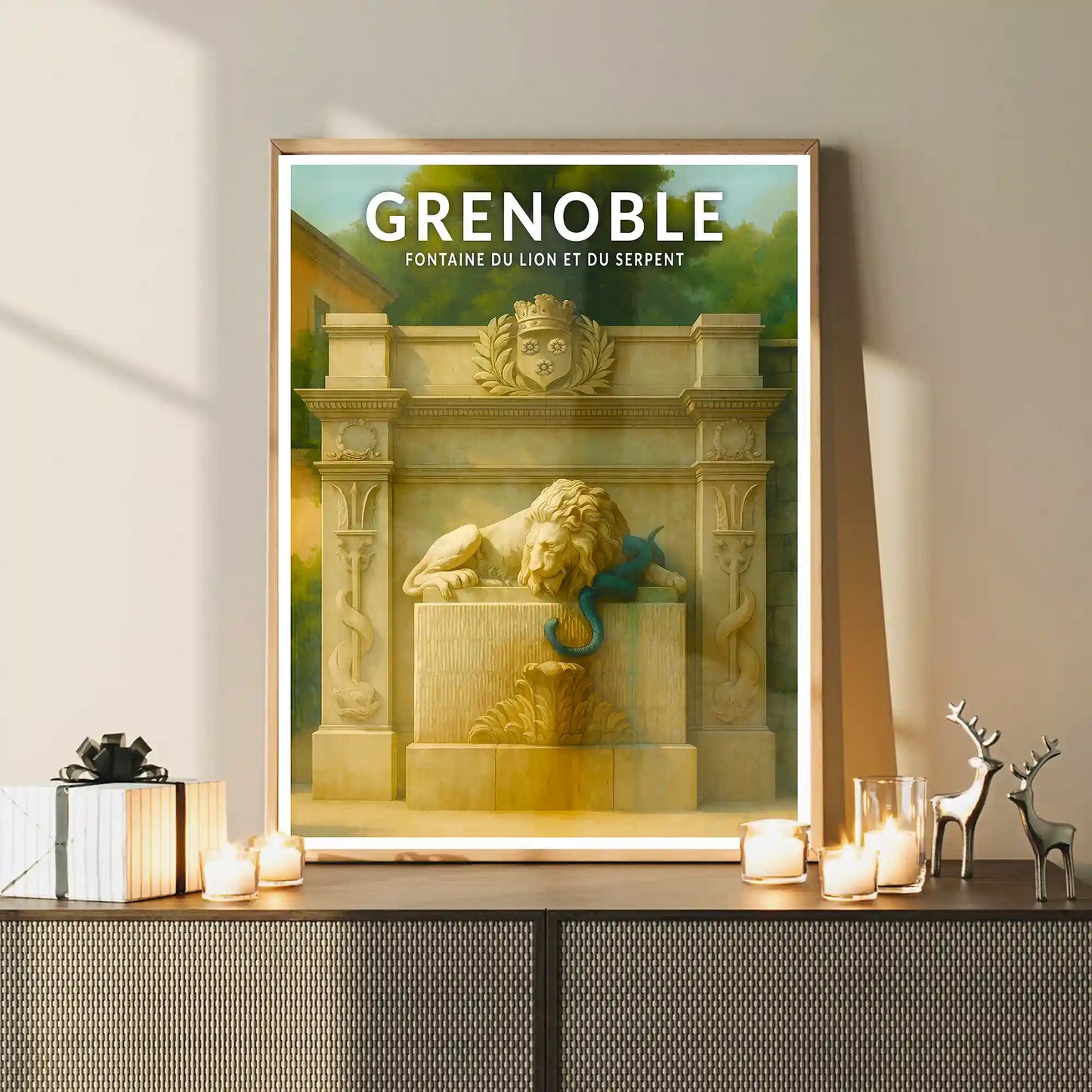 Affiche - Grenoble - Fontaine du Lion et du Serpent