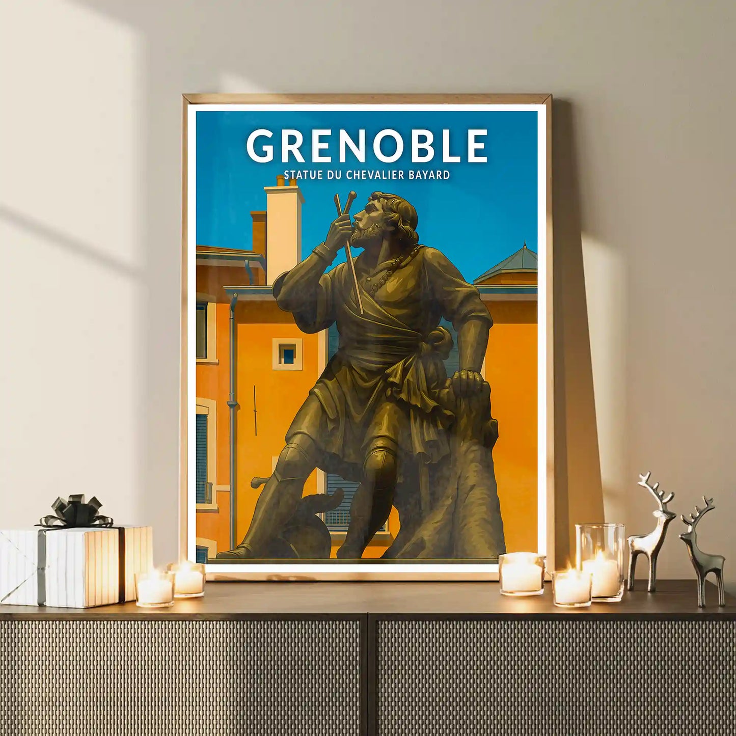 Affiche - Grenoble - Statue du Chevalier Bayard