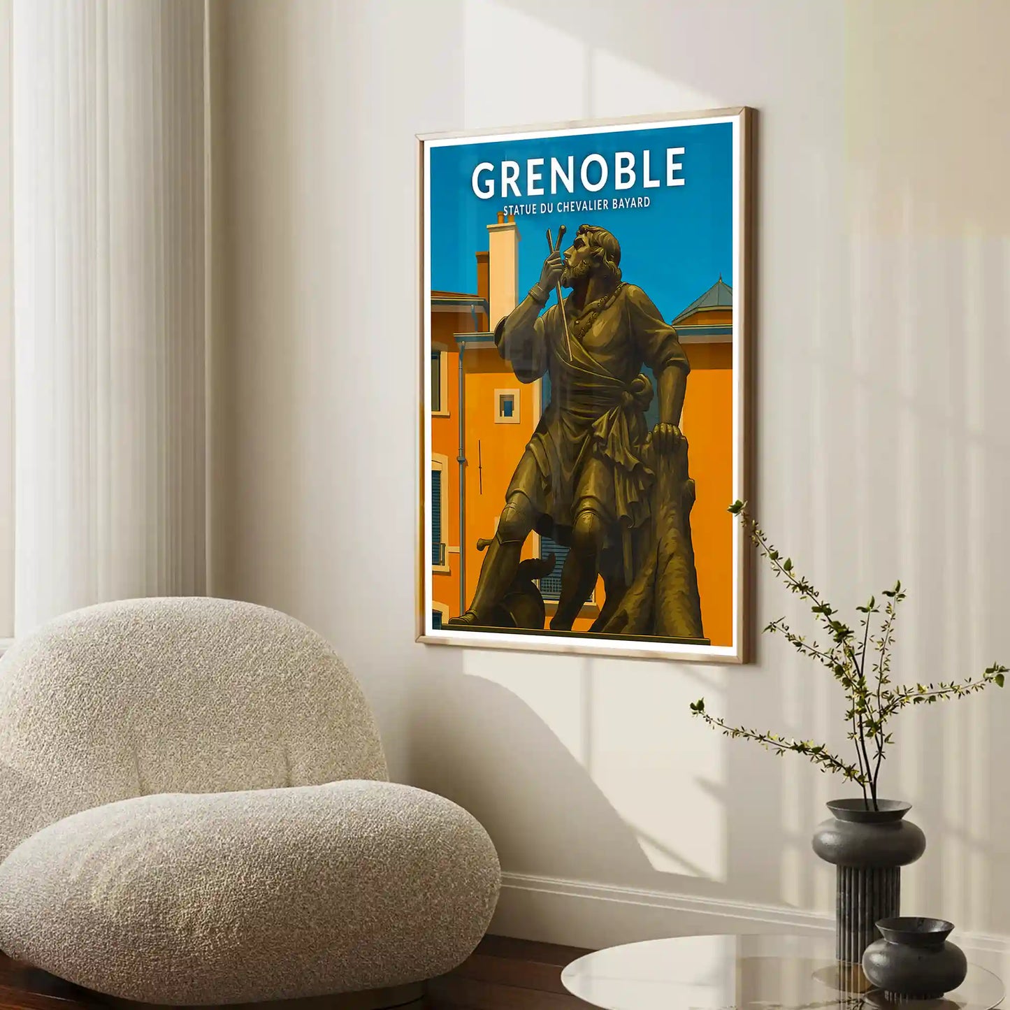 Affiche - Grenoble - Statue du Chevalier Bayard