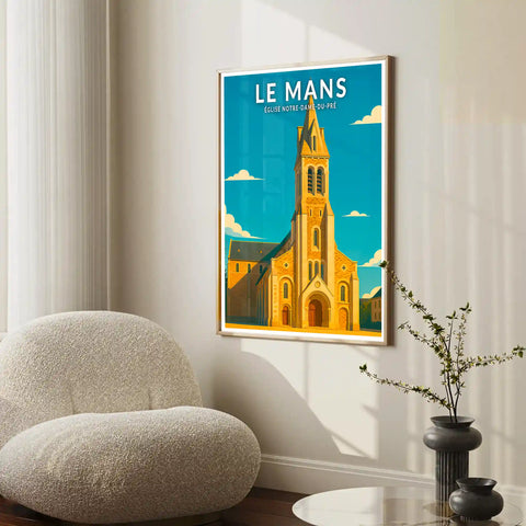 Affiche - Le Mans - Église-Notre-Dame-du-Pré