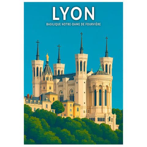 Affiche - Lyon - Basilique Notre-Dame-de-Fourvière