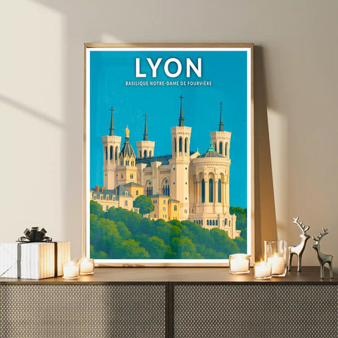 Affiche - Lyon - Basilique Notre-Dame-de-Fourvière