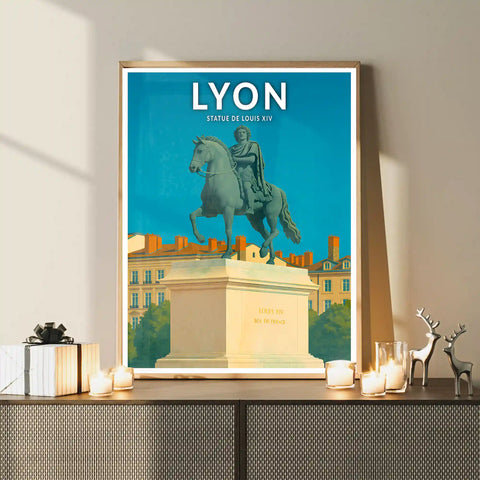 Affiche - Lyon - Statue de Louis XIV