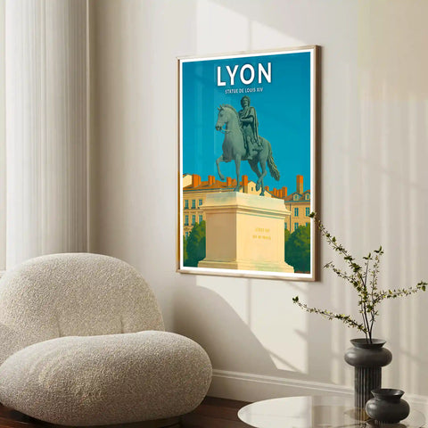 Affiche - Lyon - Statue de Louis XIV
