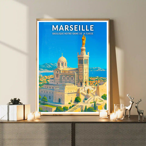 Affiche - Marseille - Basilique Notre-Dame de la Garde