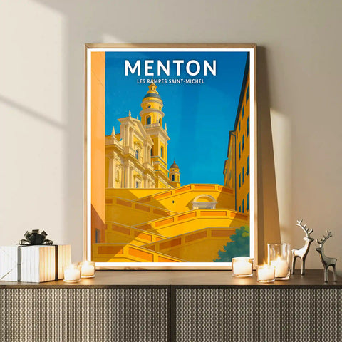 Affiche - Menton - Les rampes Saint-Michel