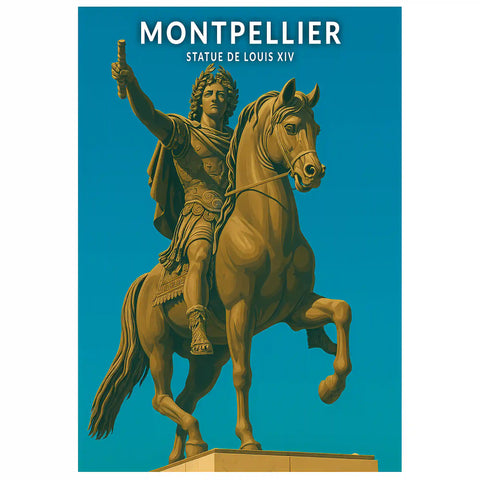 Affiche - Montpellier - Statue de Louis XIV