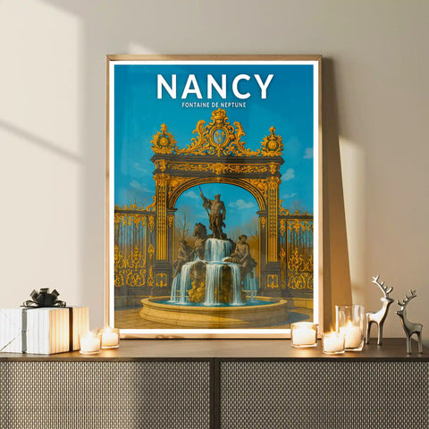 Affiche - Nancy - Fontaine de Neptune