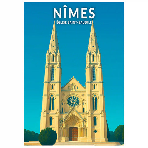 Affiche - Nîmes - Église Saint-Baudile