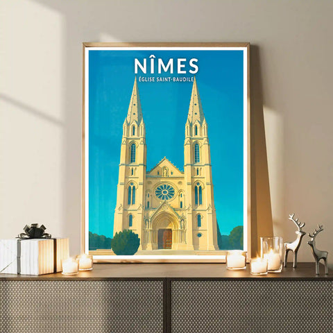Affiche - Nîmes - Église Saint-Baudile