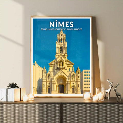 Affiche - Nîmes - Église Sainte-Perpétue et Sainte-Félicité