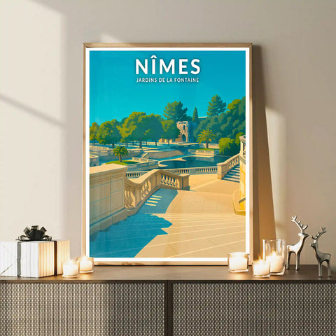 Affiche - Nîmes - Jardins de la Fontaine