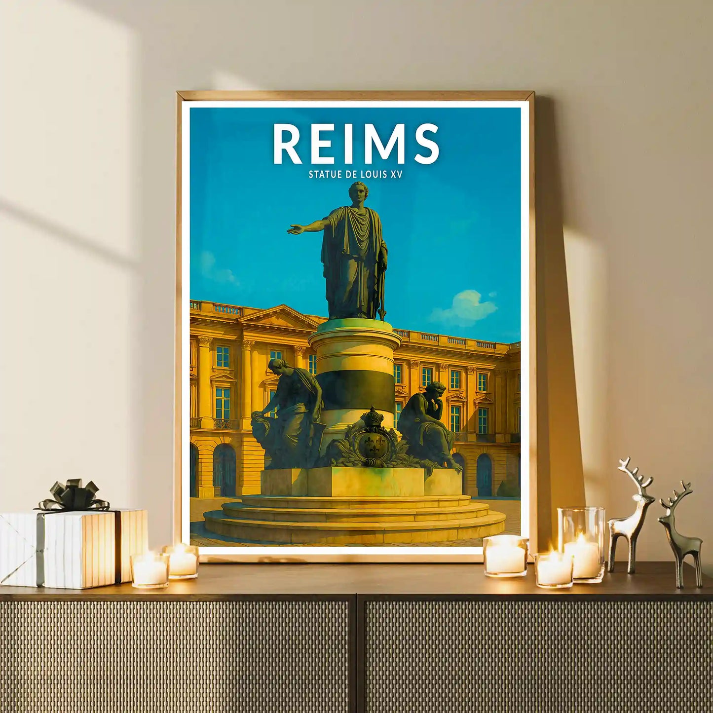 Affiche - Reims - Statue de Louis XV