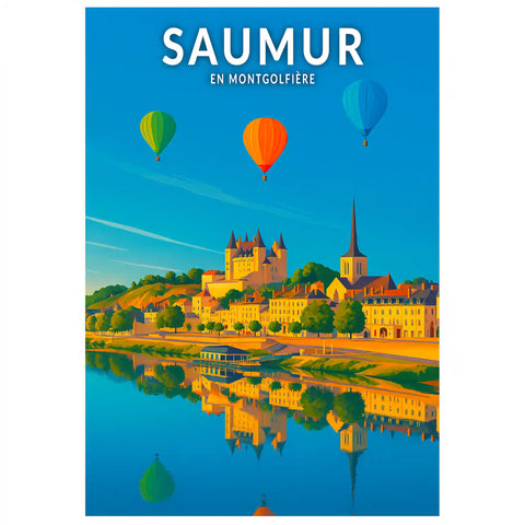 Affiche - Saumur - En Montgolfière