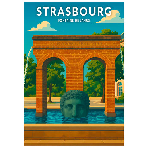 Affiche - Strasbourg - Fontaine de Janus