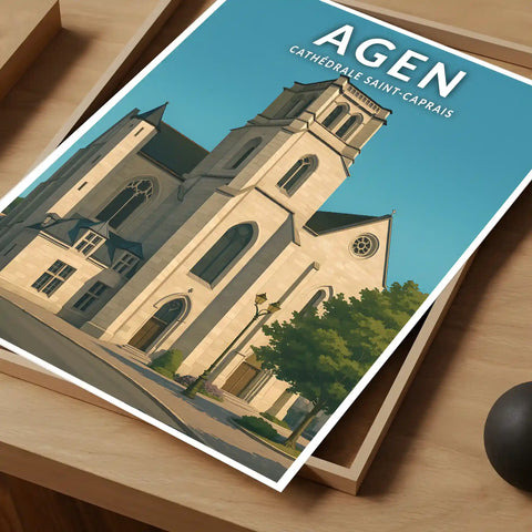 Affiche - Agen - Cathédrale Saint-Caprais