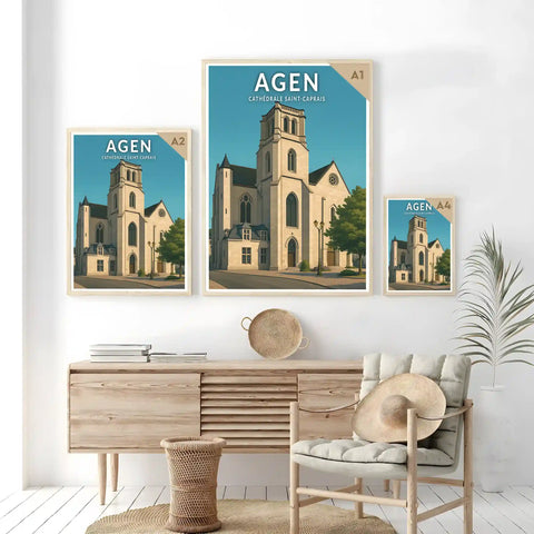 Affiche - Agen - Cathédrale Saint-Caprais
