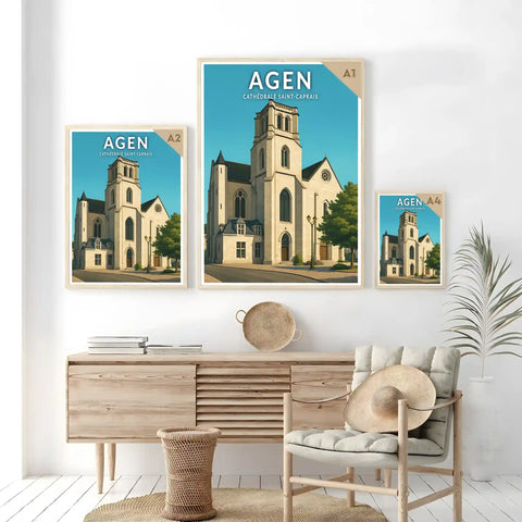 Affiche - Agen - Cathédrale Saint-Caprais