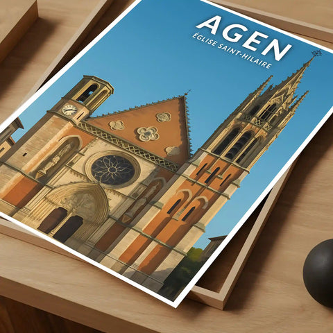 Affiche - Agen - Église Saint-Hilaire