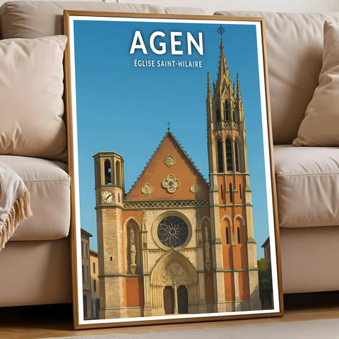 Affiche - Agen - Église Saint-Hilaire