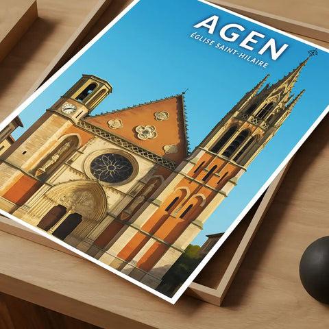 Affiche - Agen - Église Saint-Hilaire