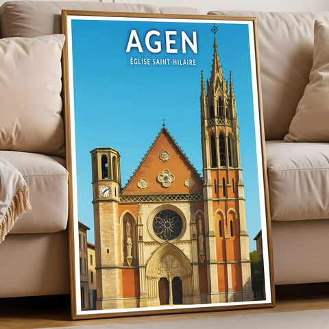 Affiche - Agen - Église Saint-Hilaire