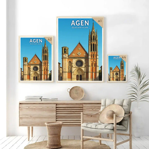 Affiche - Agen - Église Saint-Hilaire
