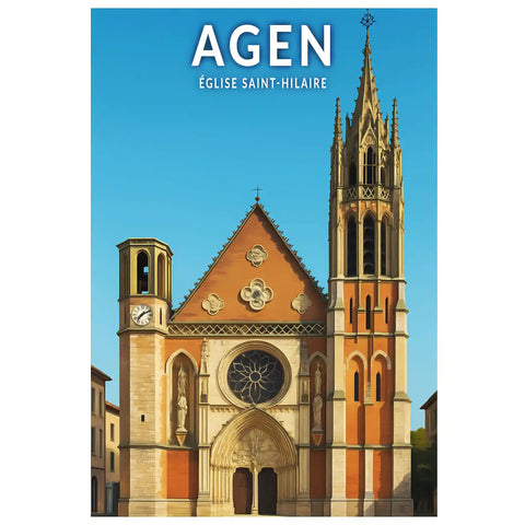 Affiche - Agen - Église Saint-Hilaire
