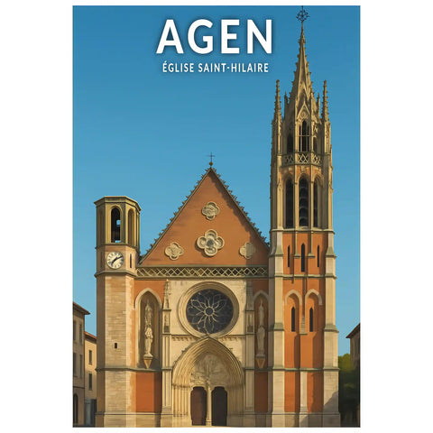 Affiche - Agen - Église Saint-Hilaire