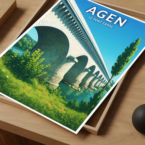 Affiche - Agen - Le Pont Canal