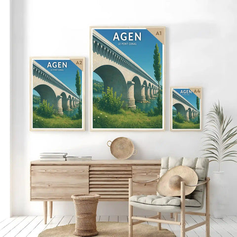 Affiche - Agen - Le Pont Canal