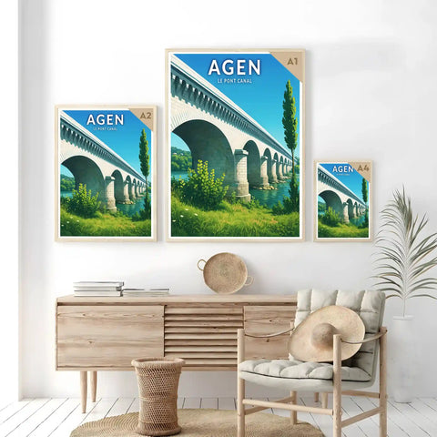 Affiche - Agen - Le Pont Canal