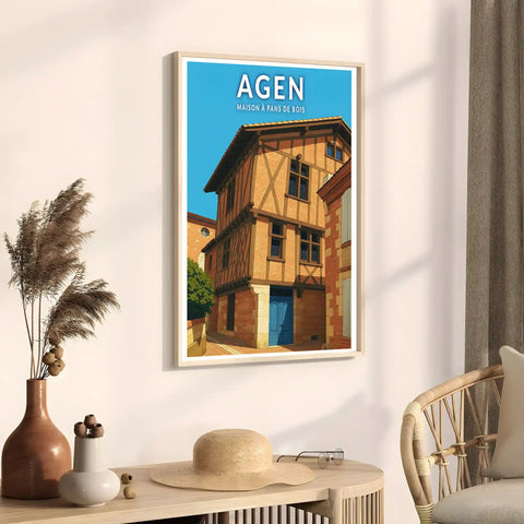 Affiche - Agen - Maison à pans de bois